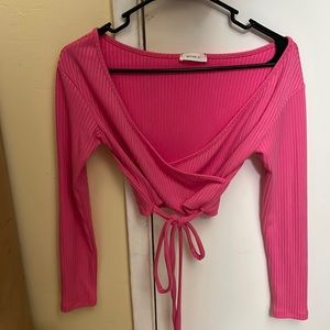 Cropped hot pink sweater